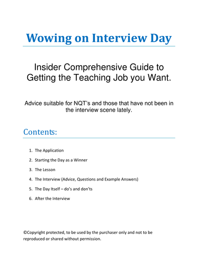 Example Application Letter for Teaching Role and Interview Day Advice