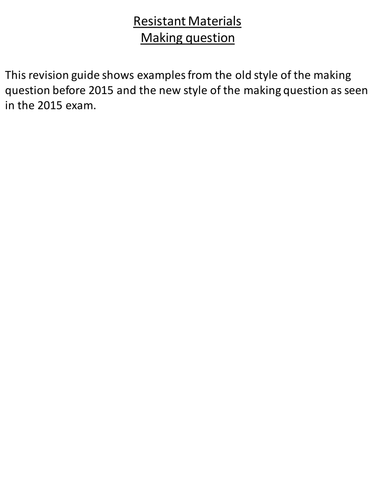 AQA Resistant Materials 2017: The Making Question in Section B