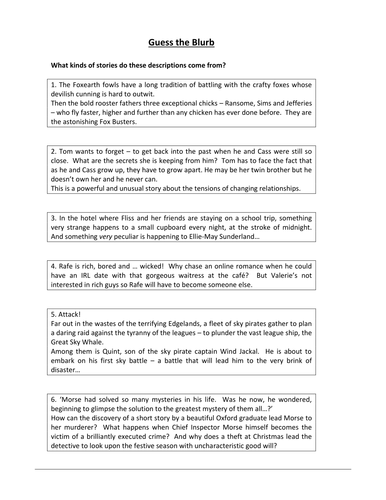 KS3 Horowitz Horror SOW 6 weeks. Ready to teach lessons.