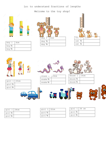 Fractions of numbers and fractions of lengths. 