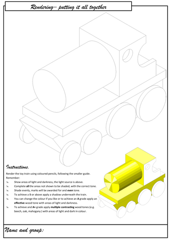 Rendering a toy train- shading and tone