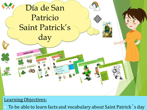 Spanish St-patrick day (lesson+exercices)/ Dia de San Patricio (No prep)