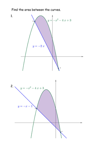 Area Between Two Curves Worksheet