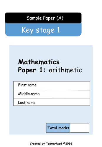 2016 KS1 Maths Paper 1 (Arithmetic - questions and answers). by