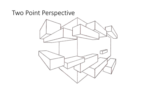 Two point perspective demonstration and teaching resource