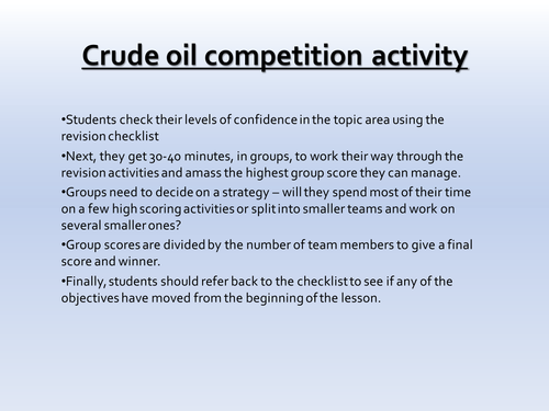 AQA C1.4 Hydrocarbon Fuels Revision Competition