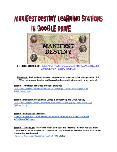 Manifest Destiny Learning Stations in Google Drive