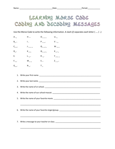 KS3 Communications Morse Code OUTSTANDING lesson with plan by