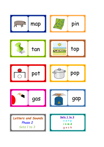 Letters and Sounds phonics :  Phase 2 words dominoes . 3 SETS .