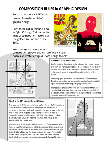Graphic Design - poster composition analysis Homework /Lesson task KS4 / KS5