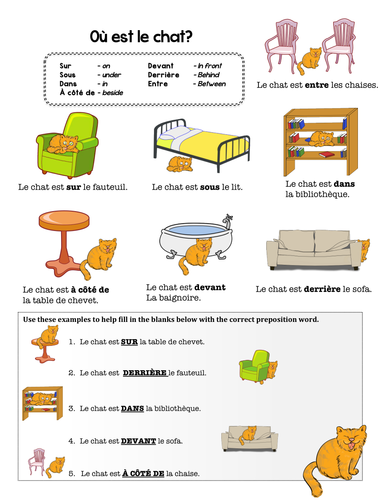 french preposition practice teaching resources