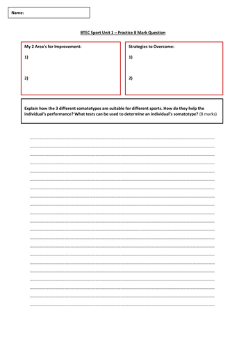 BTEC Sport L2 Unit 1: Additional Resources (All Topics)