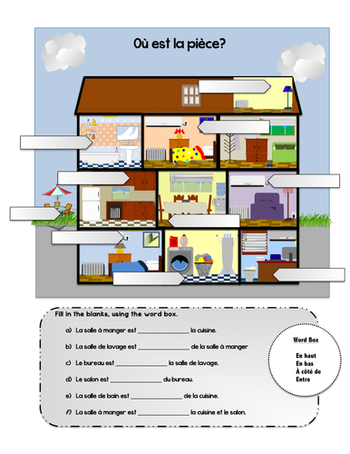 La Maison with prepositions - with word search - FRENCH La Maison with prepositions