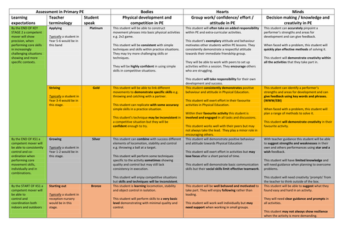 Primary PE assessment framework