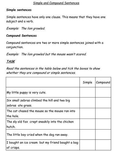 Sentences: Revision worksheet by - UK Teaching Resources - TES