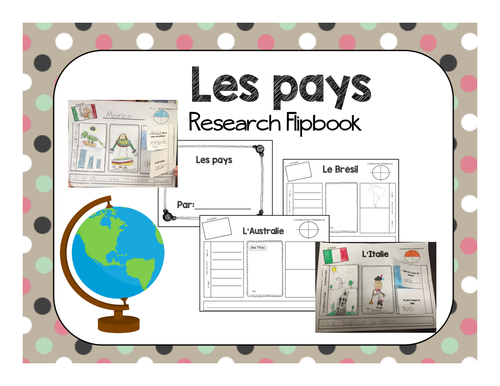 Researching Countries Flip Book - French (Les Pays)