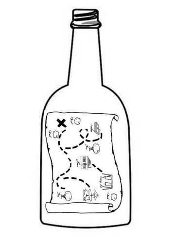 Treasure map in a bottle