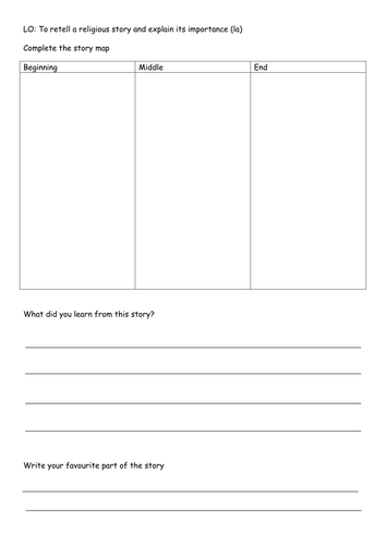 Year 2 stories in religion worksheet