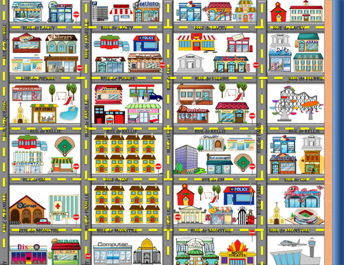 Community map - for practicing directions, mapping skills and foreign