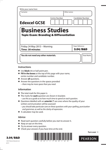 3.04 Branding and Differentiation Mock Paper