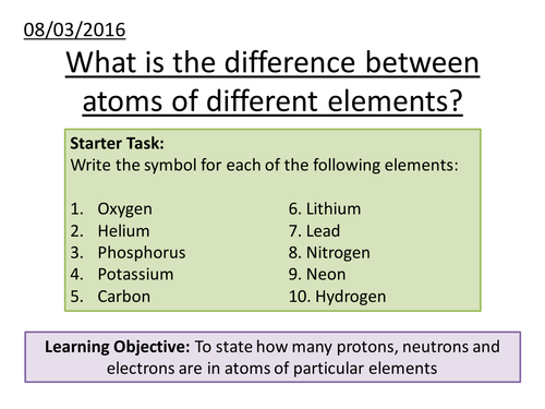 What is the difference between atoms of different elements?