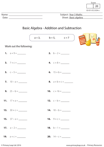 Basic Algebra - Addition and Subtraction