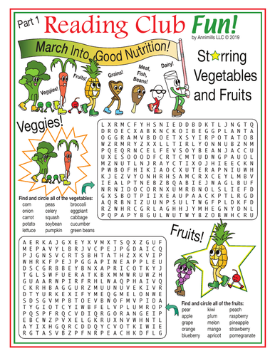 march into good nutrition word search puzzle set