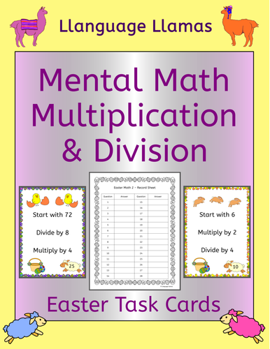 Easter Math - Mental Math Multiplication and Division Task Cards.