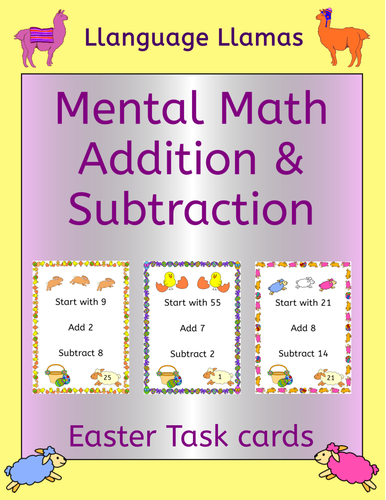 Easter Math - Mental Math Addition and Subtraction Task Cards.