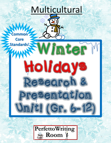 Winter Holidays Common Core Research Presentation Project Grade 6,7,8,9,10,11,12