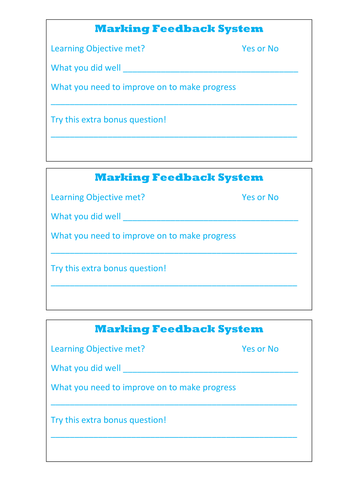 Marking feedback for pupils book