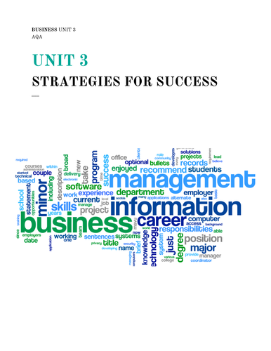 REVISION BOOKLET -  Business Studies Revision Booklet AQA BUSS3 Unit 3 A2