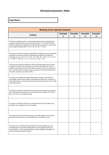 KS2 interim math activities with assessment checklist