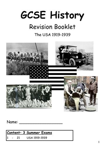 USA 1919-1939 Revision Guide - 24 pages 