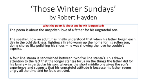 Those Winter Sundays Essay