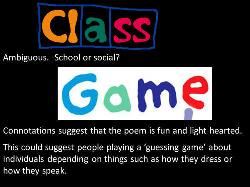 Edexcel Literature Poetry (Conflict) - 'The Class Game' by Mary Casey.