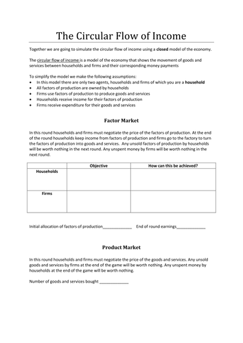 The Circular Flow of Income Game