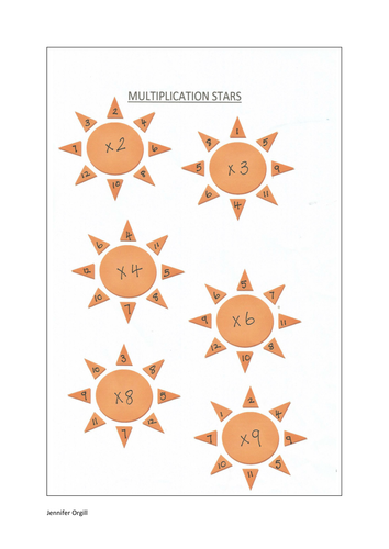Circle And Stars Multiplication Worksheet