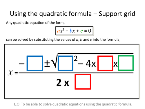 Quadratic Formula Differentiated Worksheets