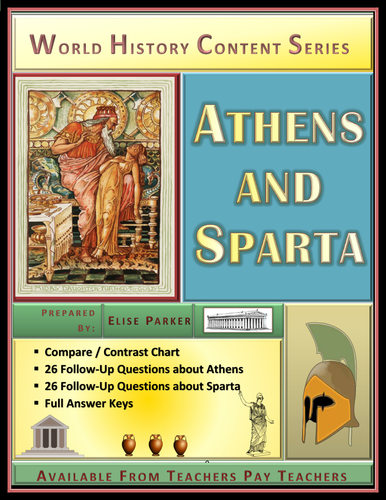 Athens and Sparta Worksheets: Compare and Contrast Activity Set