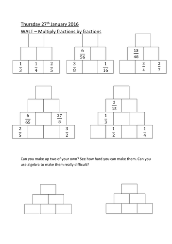 Multiplying Fractions Pyramid | Teaching Resources