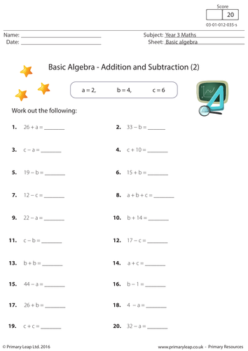 Basic Algebra - Addition and Subtraction (2)