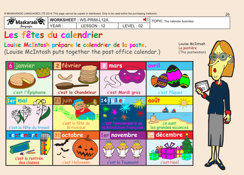 FRENCH:HEALTH & BODY (UNIT 4)  Y4 -Y5: Calendar of the year/ When is your birthday?/ Writing dates