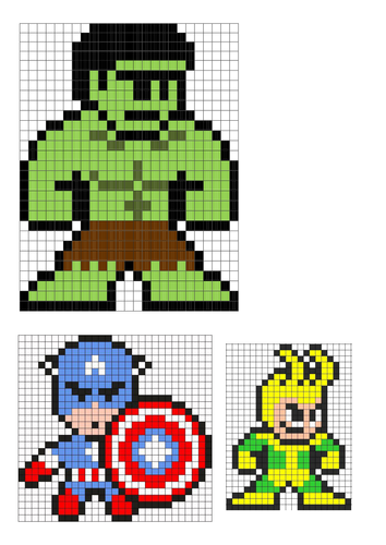 8-bit Superhero and Xmas pics for enlargement