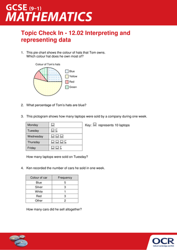 OCR Maths: Initial learning for GCSE - Check In Test 12.02 Interpreting and representing data