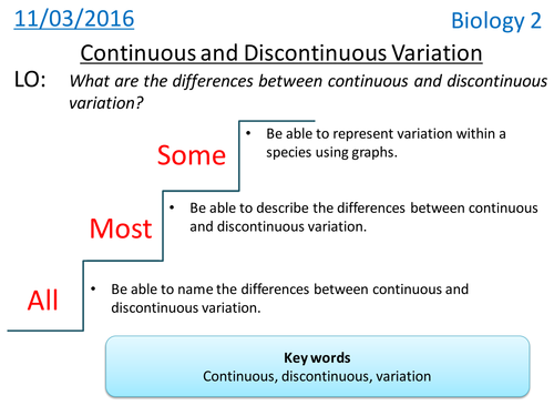 Continuous & Discontinuous variation - NEW KS3