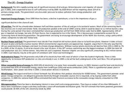 OCR A Level Energy Issue Case Study Summary Sheets