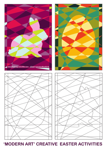     'Modern art' Easter colouring templates