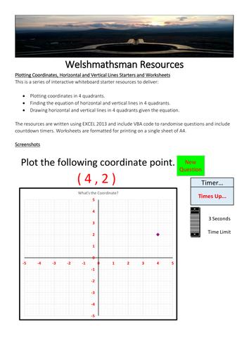 Plotting Coordinates, Horizontal and Vertical Lines Starters and Worksheets