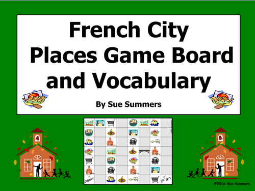 French City Places Board Game and Vocabulary 